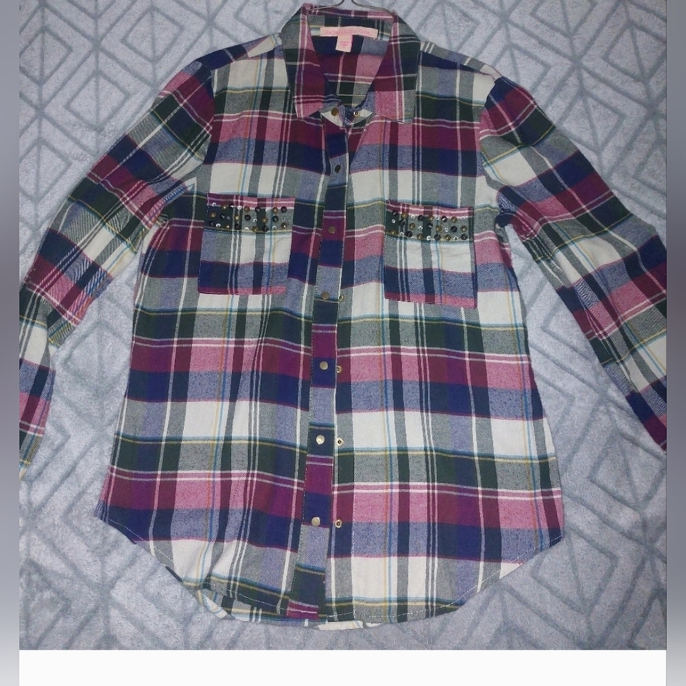 Rebellious Plaid Print Shirt Size: M